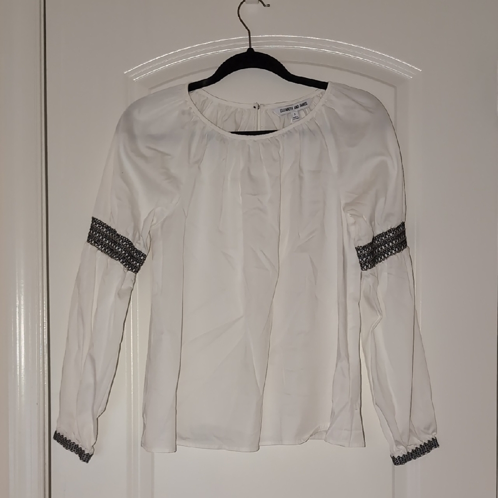 Elisabeth And James White Blouse with Black Accents
